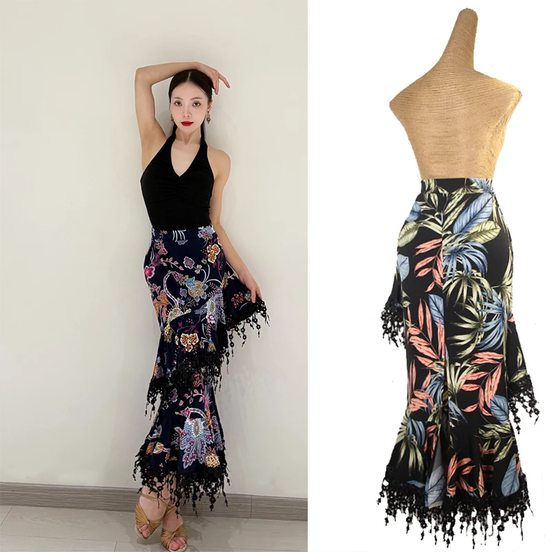 

Юбка с кисточками нестандартной формы для взрослых, 2021, юбка для современного танца для женщин, тренировочная одежда, женская одежда для вальса, бальных танцев, DQL12264