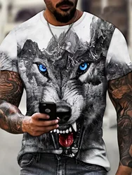 Summer men's T-shirt 3D printed animal wolf fashion trend short sleeved casual comfortable plus size round neck top