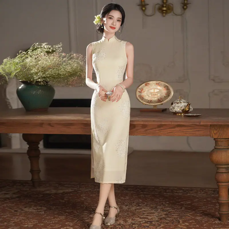 

Embroidered Sleeveless New Chinese Style Long Cheongsam Improved 2026 New Women's High-end Dress Summer Qipao