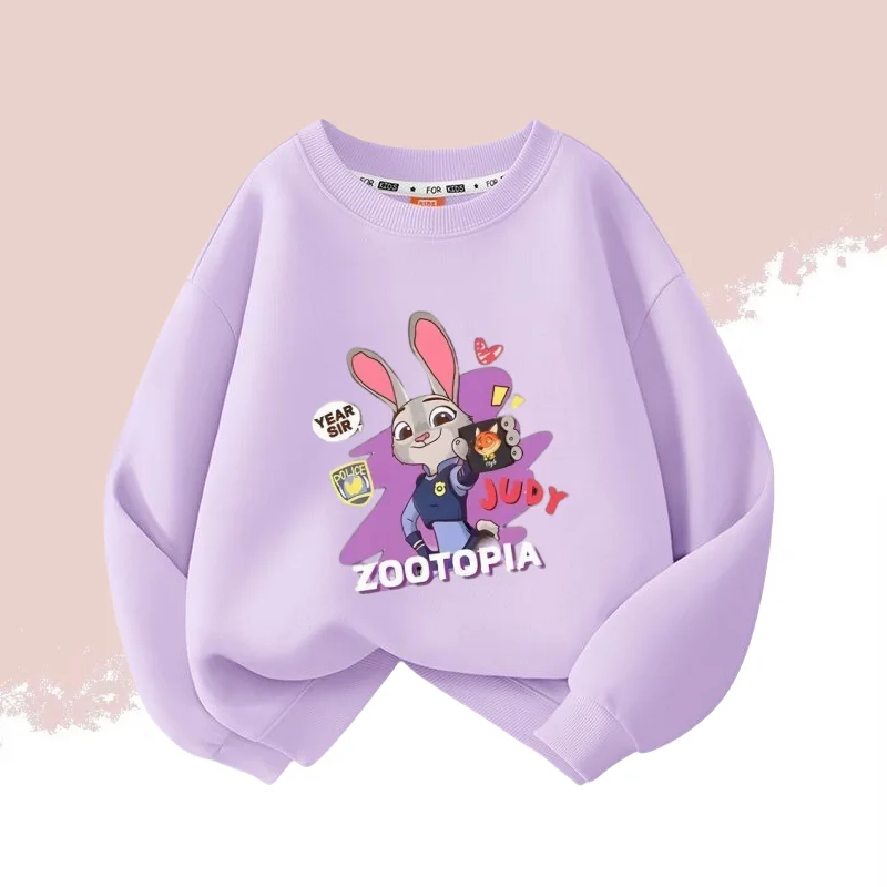 

Весенняя хлопковая одежда для мальчиков и девочек, детский свитшот с длинными рукавами и принтом «Зверополис Джуди», детский мягкий дышащий топ с круглым вырезом