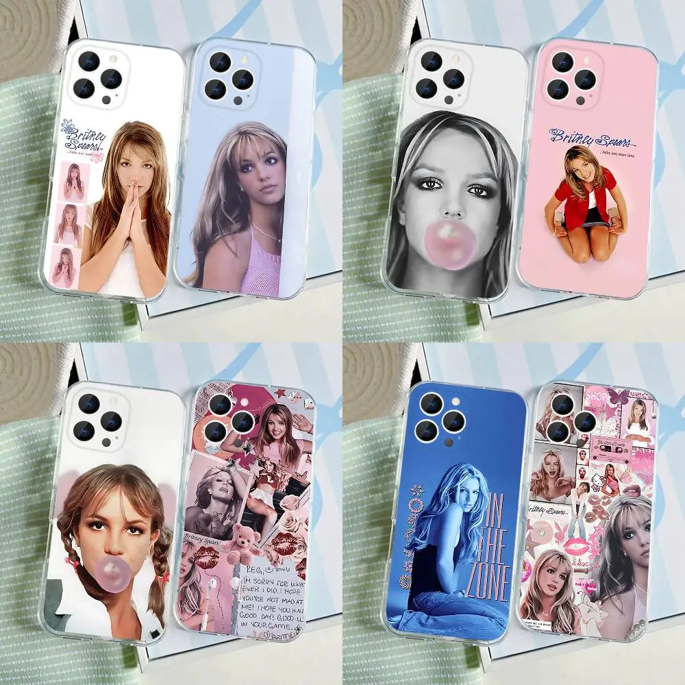 

B-Britney S-Spears Singer Phone Case For iPhone 17,16,15,14,13,12,11 Pro,Max,Plus,X,XS,XR,SE4,E Mini Transparent Soft Cover