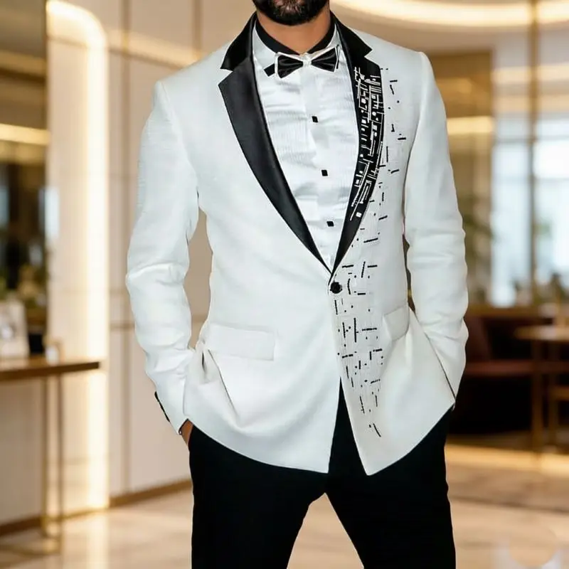 

Luxury Beaded Men Suits Slim Fit 2 Pieces Single Breasted Suit For Groom Black Shawl Lapel Wedding Prom Red Carpet Wear