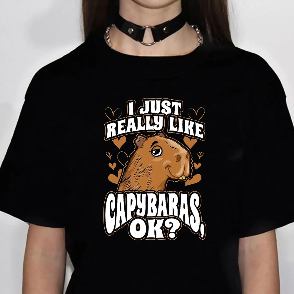 

Kapibara Capybara t-shirts women funny comic manga Tee female 2000s comic y2k clothing