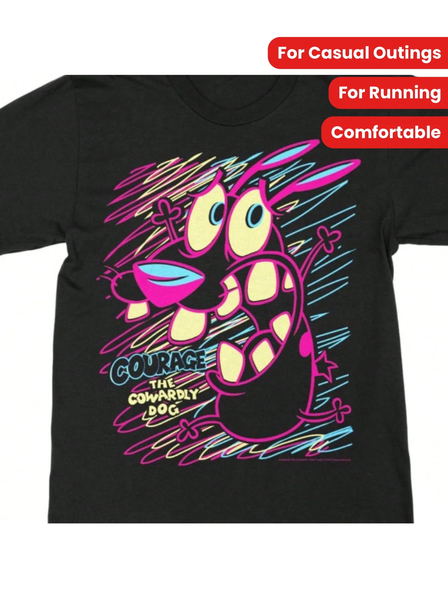 

[Outdoor Tshirt] Men's Courageous The Dog Graphic Tee - 100% Cotton, Comfortable & Stylish, Round Neck