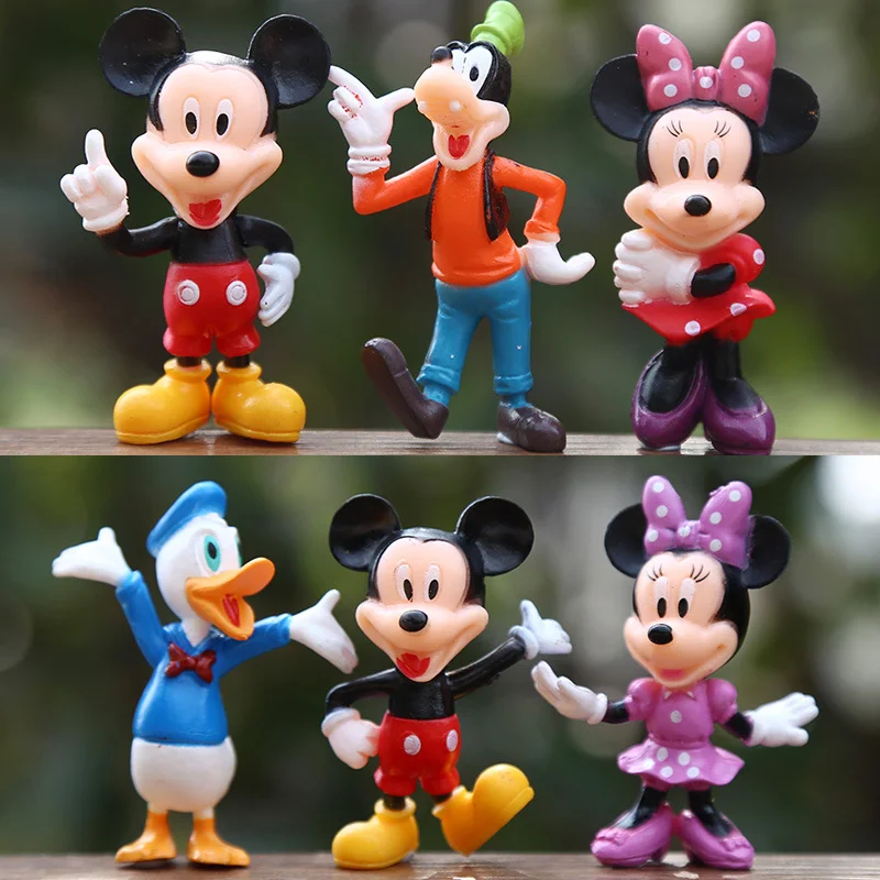 

Милые фигурки героев с Микки Маусом Диснея, Минни Дональд Дак, ПВХ украшения для торта, коллекция украшений, детские игрушки, подарки на день рождения