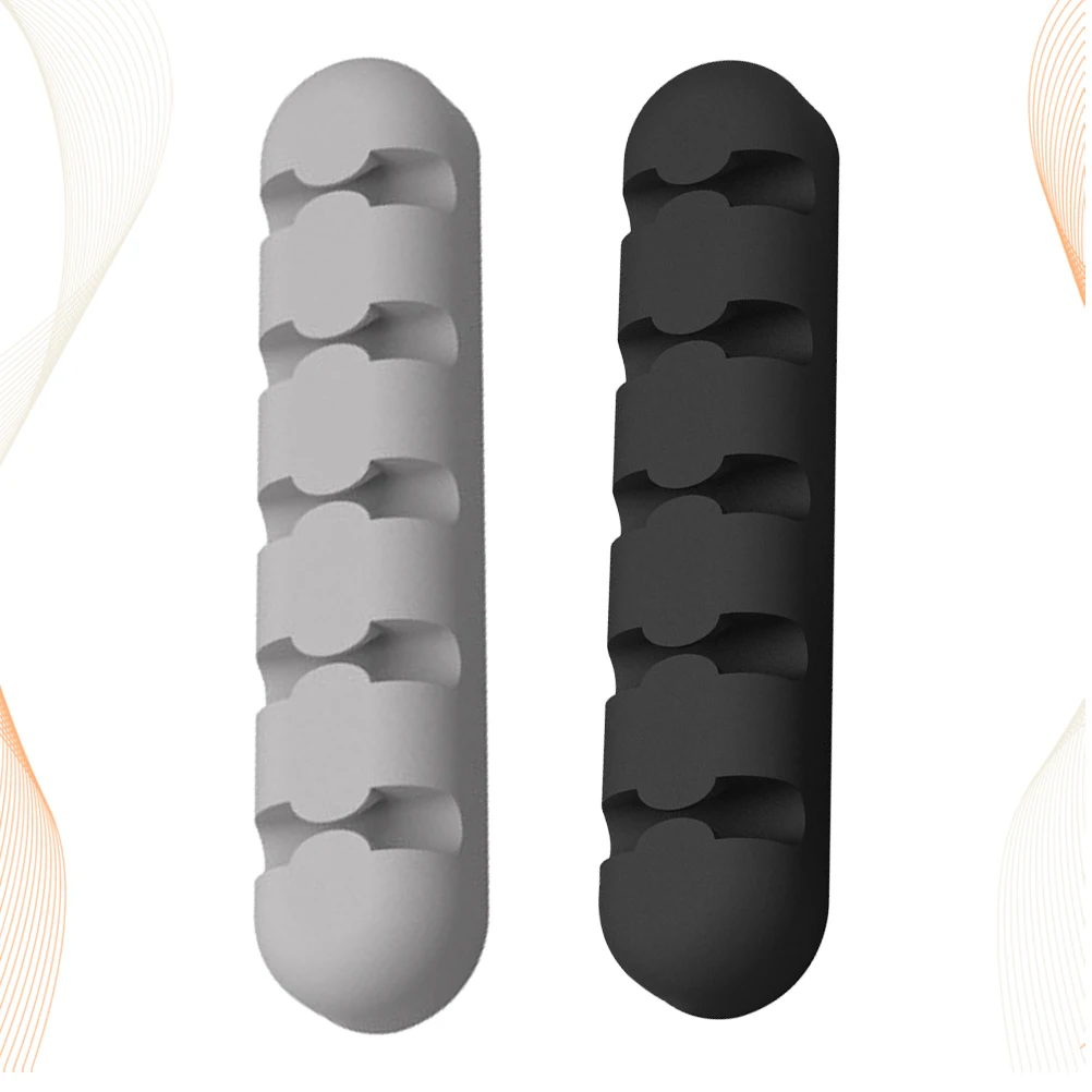 

2Pcs Data Line Organizer Silicone Cable Holder 5 Slots Self Adhesive Cable Fixed Organizer for Desktop Office Home
