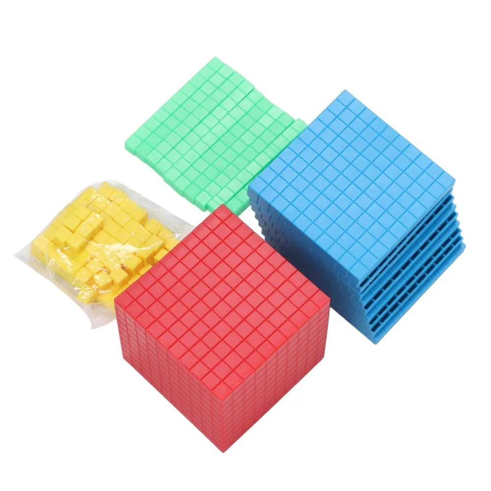 ABS Plastic Four Order Decimal Solid Cube Shape Large Number Carry Small Blocks Multi Colors Mathematical Solid Desktop Display
