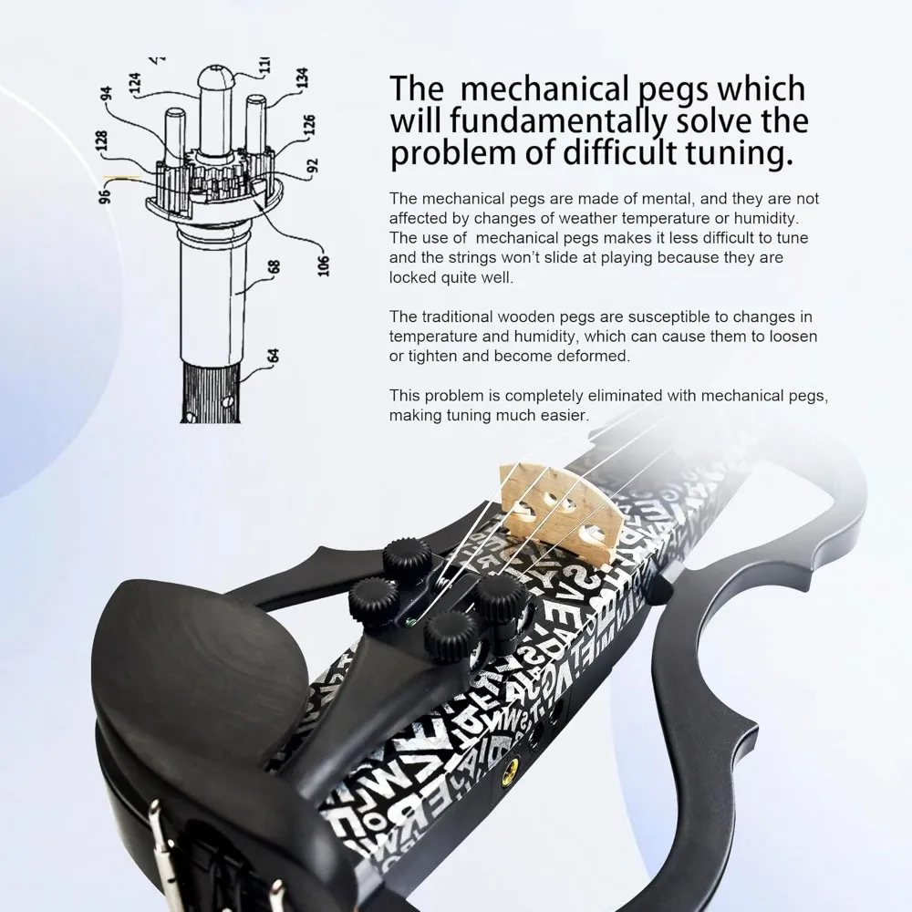 Электрическая скрипка премиум-класса из углеродного волокна, полноразмерная 4/4, профессиональная бесшумная электрическая скрипка, электрическая скрипка с профессиональным пикапом