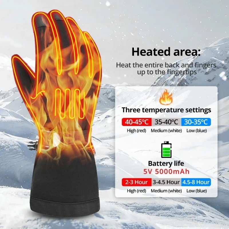 Touchscreen Electric Heated Gloves USB Rechargeable Waterproof Thermal For Motorcycle Bicycle Ski