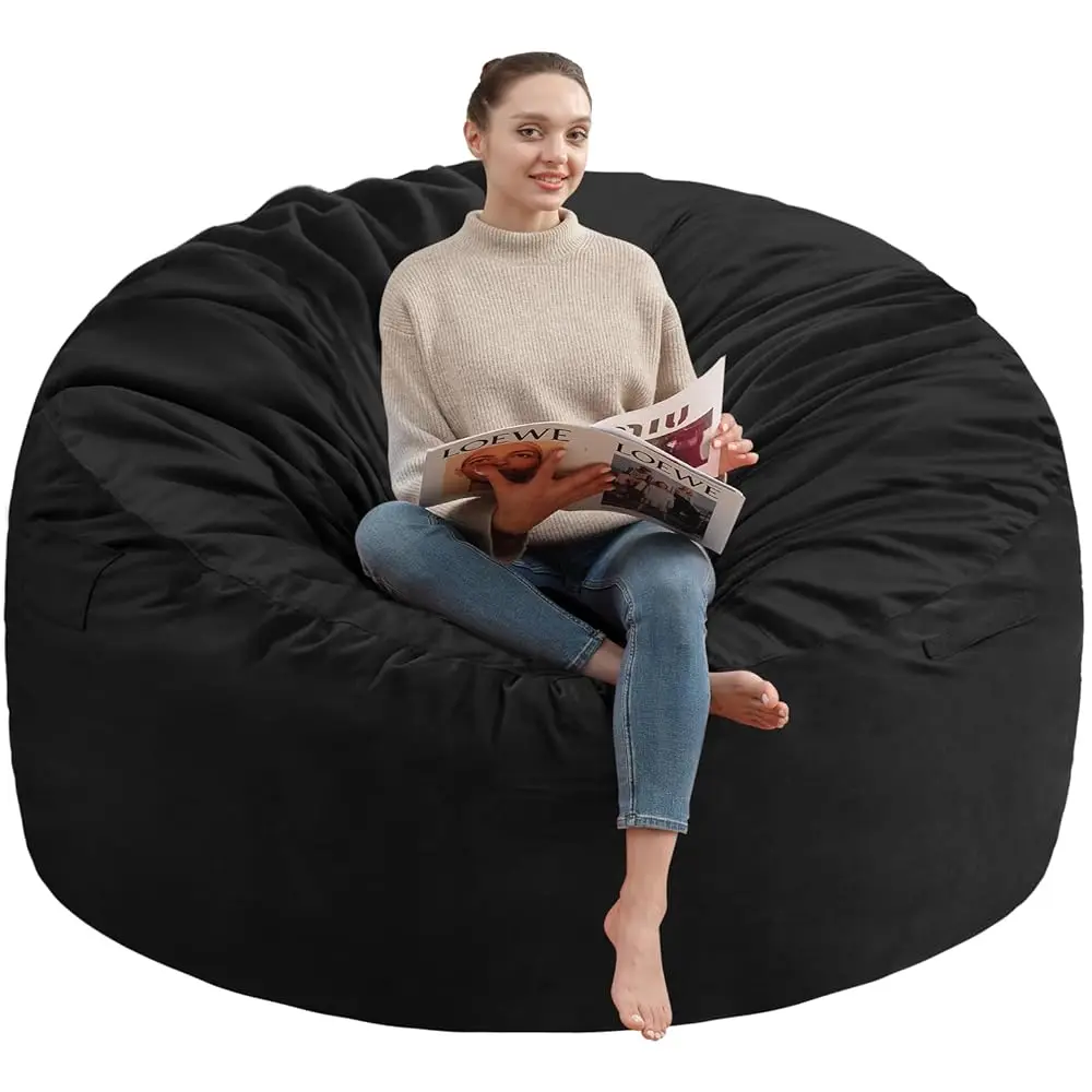 

3Ft Bean Bag Chair, Memory Foam Filling Bean Bag Chairs With Velvet Cover, Removable And Hine Washable Cover, Giant Bean Bag