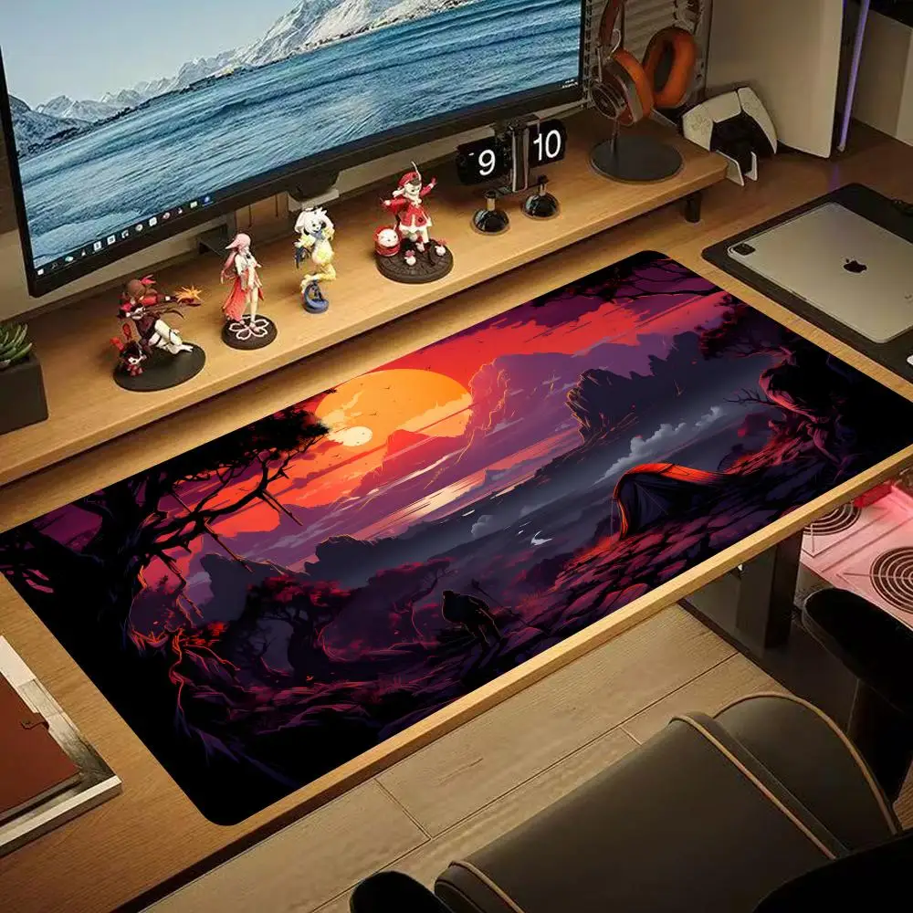 

Mouse Gaming Mousepads LED Mouse Mat Landscape And Sunset Glow Keyboard Mat Anti-slip 40x90cm Mousepad Luminous Desk Rug
