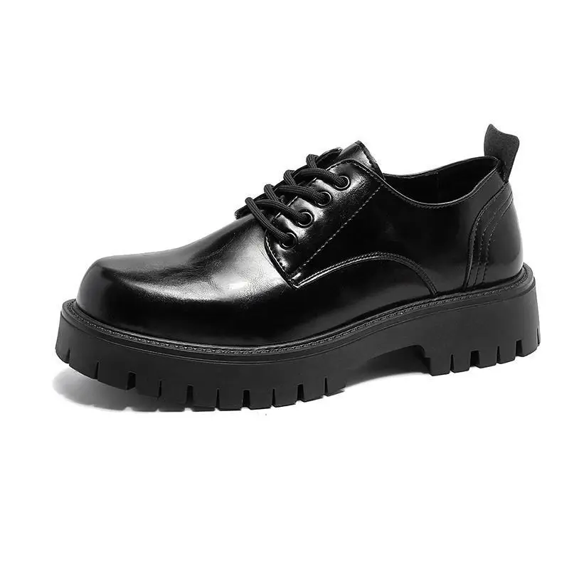 Men Thick Sole Derby Shoes Summer Business Casual Chunky Loafers Preppy Style Uniform Dress Shoes Comfortable Gentleman Footwear
