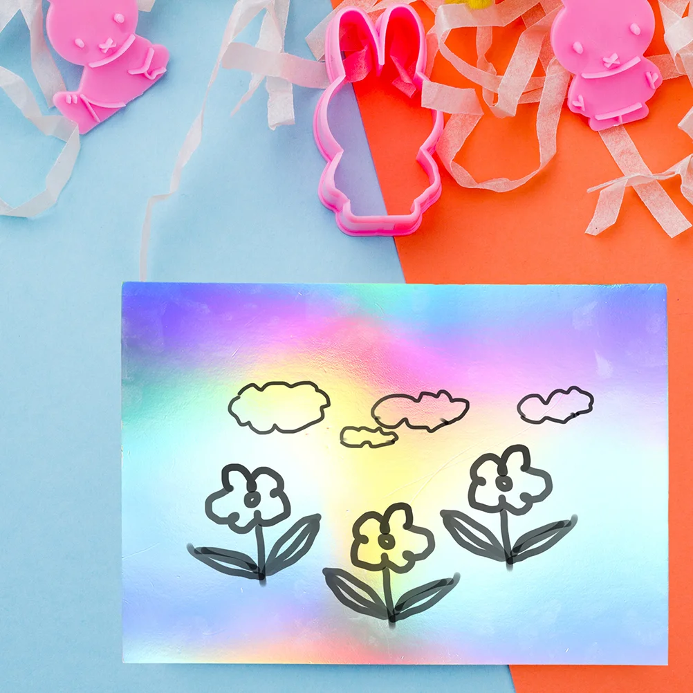 厚いホログラフィッククラフトペーパー、名刺プリンター、スクラップブック、レインボー、手工芸品用手工芸品、子供用手工芸品、297x210mm、10枚