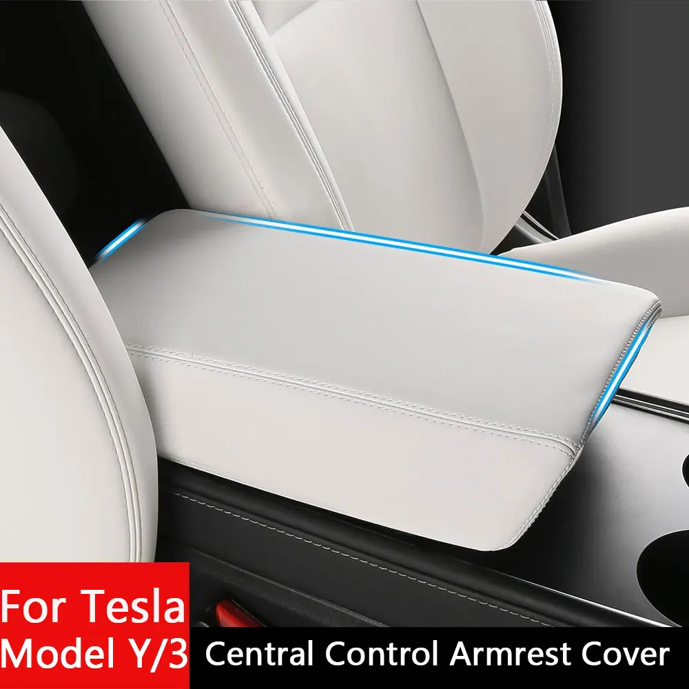 For Tesla Model 3 highland Model Y Center Console Cover Armrest Box Protector Lid Pad Central Control Mat Waterproof Leather