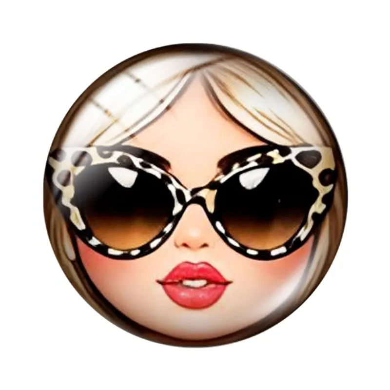 Cute glasses beauty  12/18/20/25mm glass cabochon  bracelet pendant rings for jewelry demo earrings back Making findings