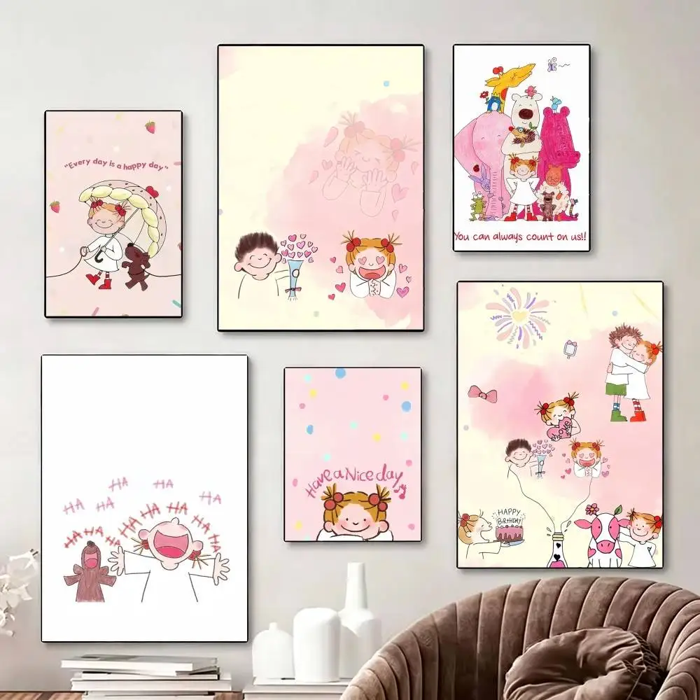 

Cute boys and girls Poster Perfect Space Sticker Self Adhesive for Office Home Theater Wall Art Decor Fancy Gift