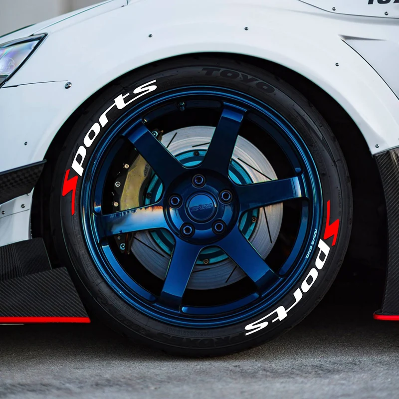Universal Sports Letters 3D Thickened Car Tire Wheel Sticker Cool Trend Auto Styling Waterproof PVC Decals Accessories