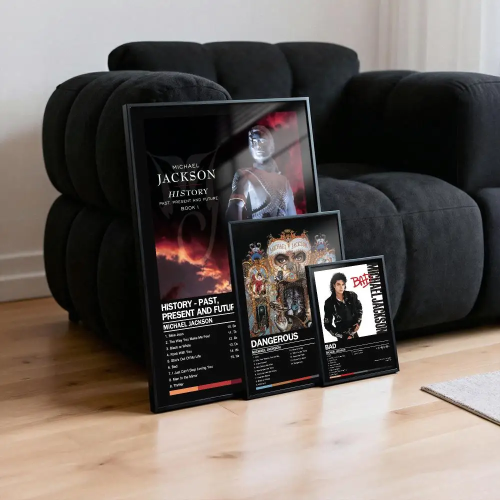Michael Jackson Poster Peelable Self-Adhesive Album Cover Poster Stickers, Frameless Wall Art for Singer Band Pop Rap Bedroom