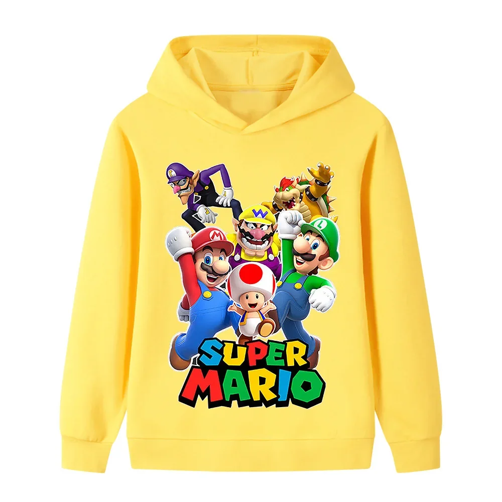سترة بقلنسوة عصرية ومريحة مطبوعة برسوم كارتونية سوبر ماريو للأطفال للخريف والشتاء للأولاد والبنات في الهواء الطلق