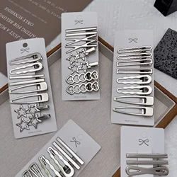 Korean 8pcs Metal Silver Hair Clips Girls High Quality Geometric Fashion Barrettes Headwear Women Hair Accessories