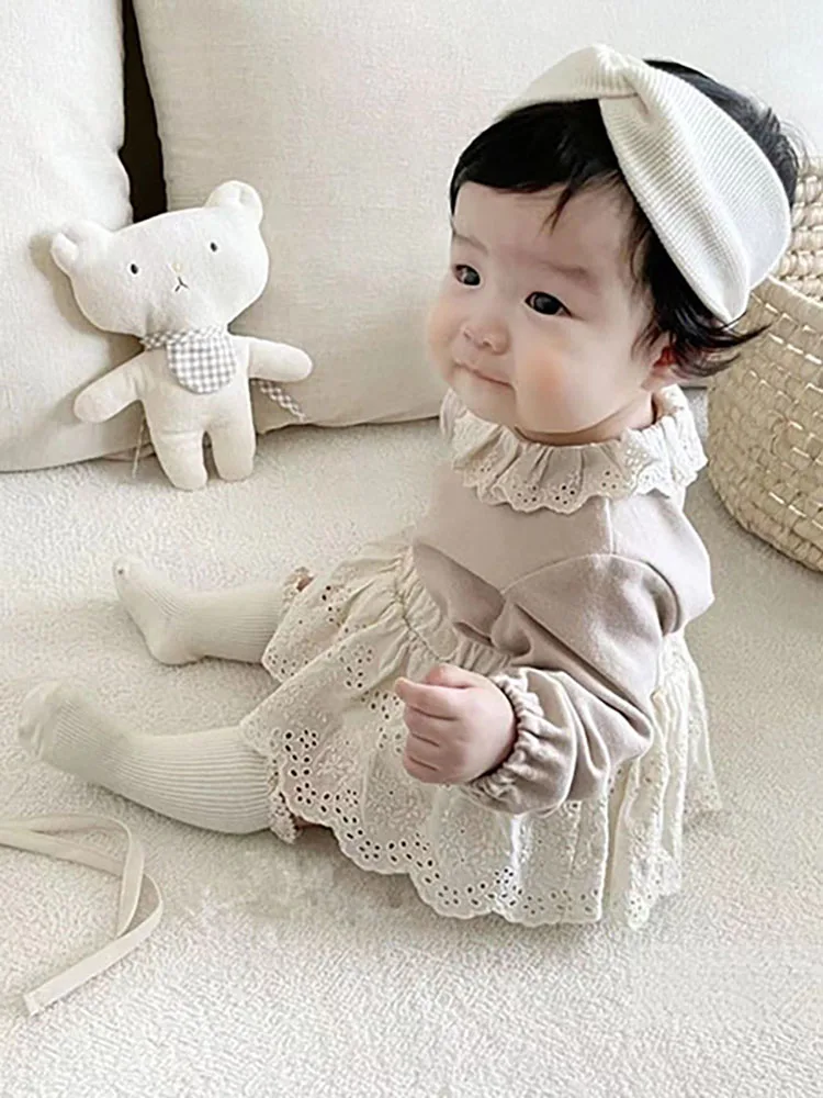 Autumn New Infant Baby Girls Clothes Toddler Girls Strap Skirt Bodysuit Lace Suspender Babe Girls Bloomers