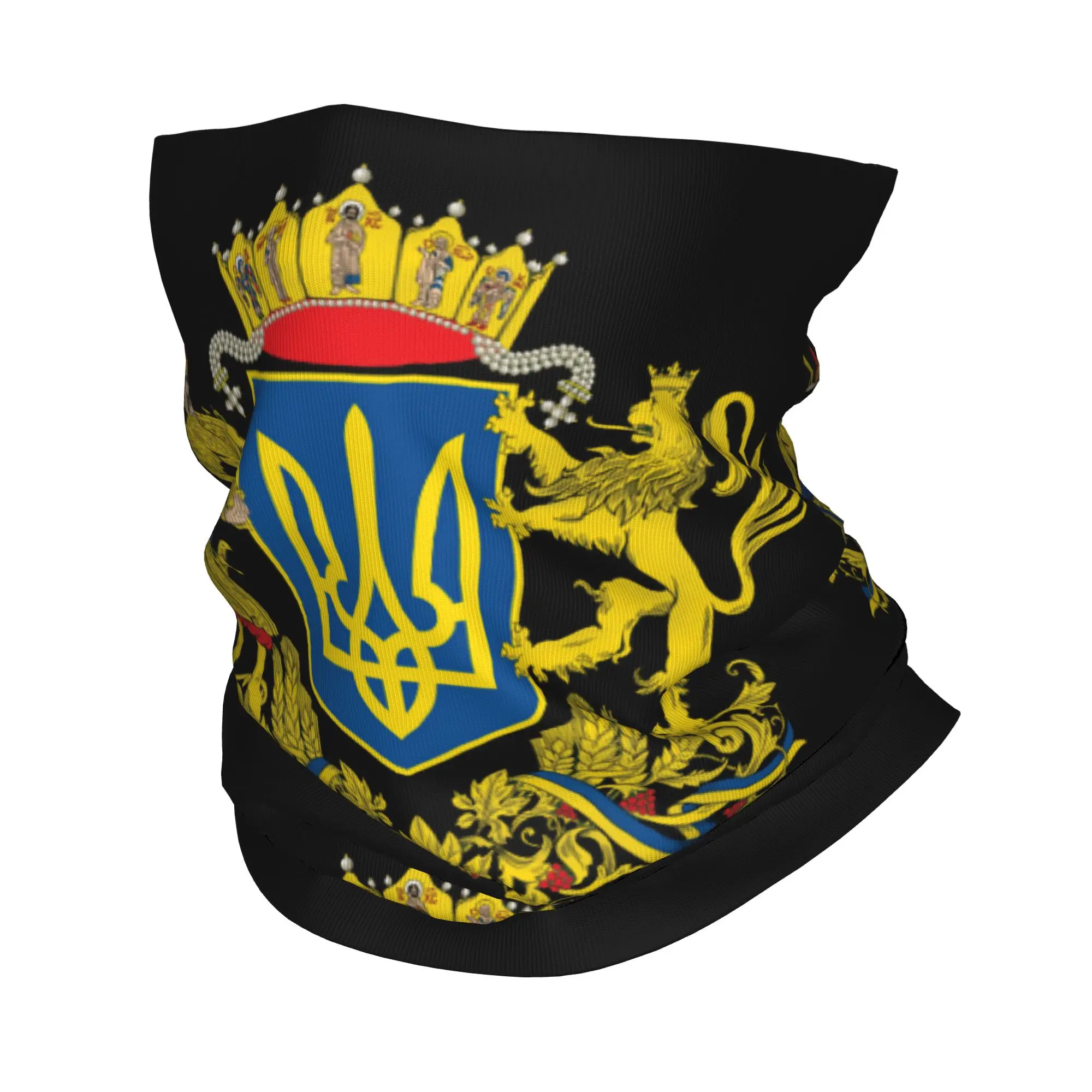 Custom Coat Of Arms Ukraine Bandana Neck Gaiter for Ski Running Women Men Wrap Scarf Ukrainian Flag Balaclava Warmer
