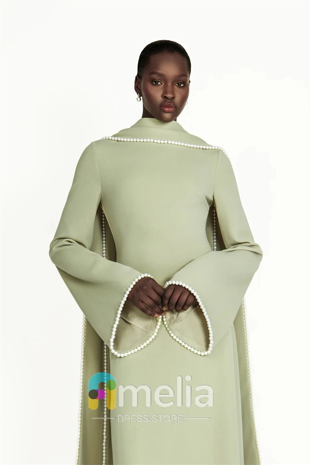 Amelia – robe de soirée en crêpe, col rond, pour Occasions spéciales, robes formelles élégantes pour femmes, dubaï, 2024