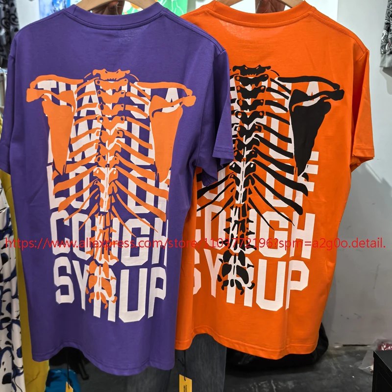 American Style THAT'S A AWFUL LOT OF COUGH SYRUP T-shirt High Quality Streetwear Logo Skeleton Print Short Sleeve Tee