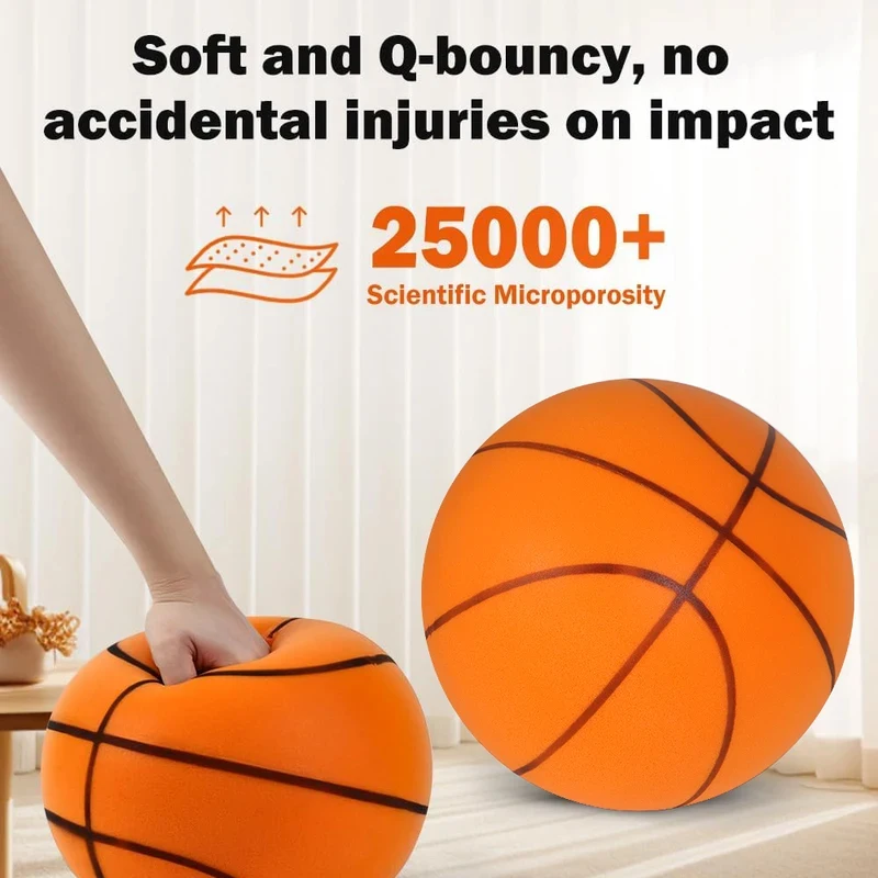 Silent Foam Dribbling Basketball, Size 3/5/7 High Bounce Noiseless Non-deformable Indoor Training Basketball