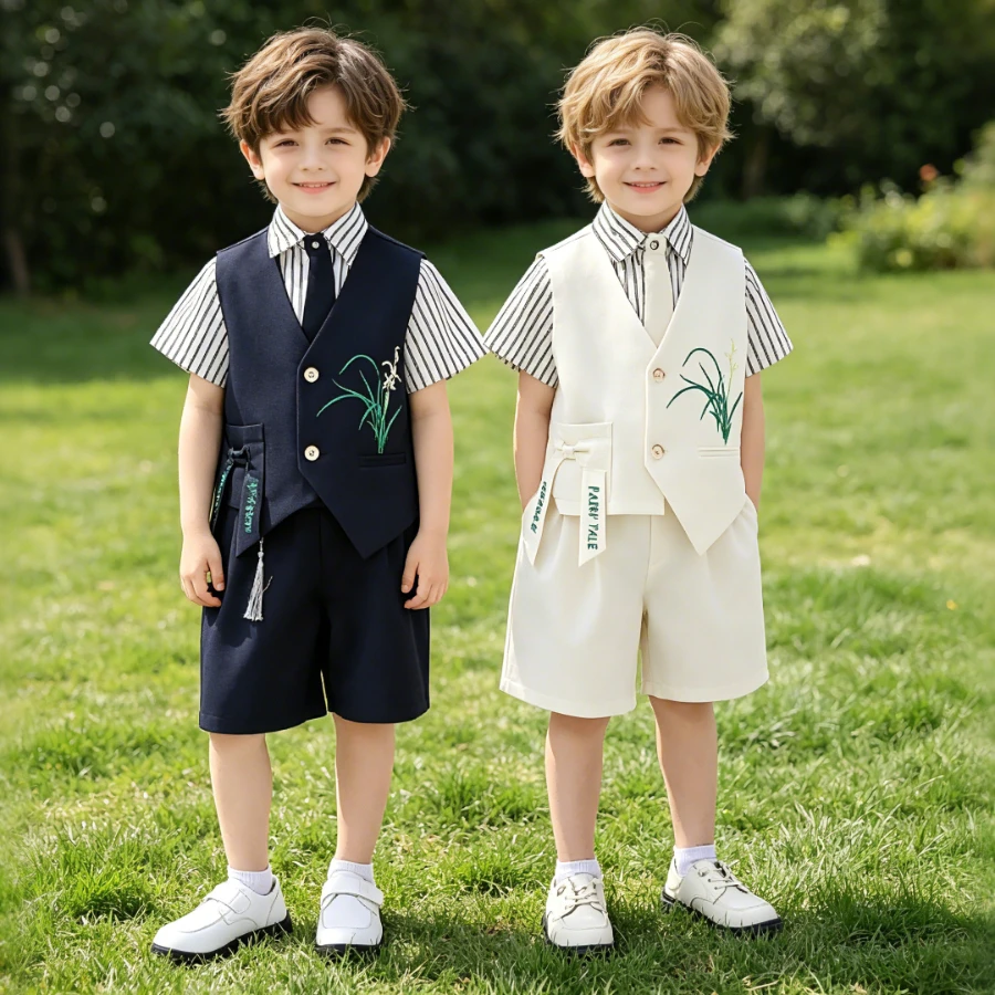Embroidery Ring Sizes - Boys Summer Formal Suit Set with