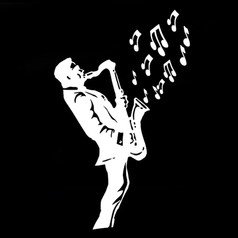 Creativity Interesting Saxophone Music Jazz Car Sticker Vinyl Silhouette Waterproof Vinyl Decal Covering scratches 11CM*17.8CM