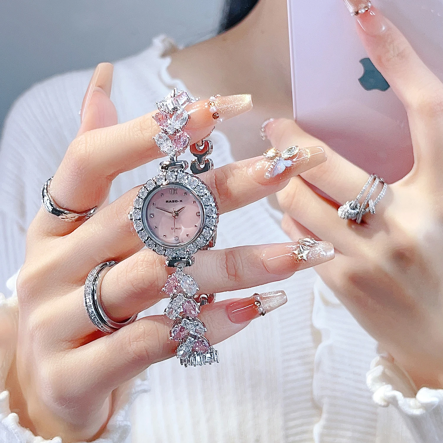 X-GEAR Watch Women's New Light Luxury Premium Mermaid Bracelet with Diamond Set Gift for Girls as a Gift Watch