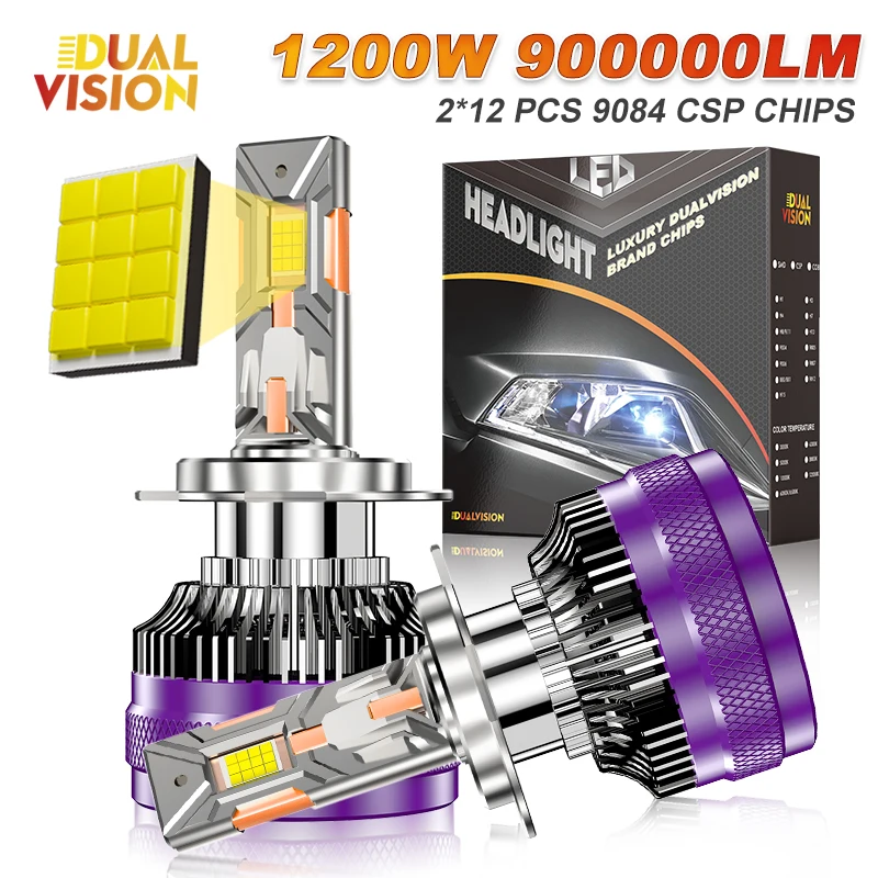 

Dualvision 1200W 900000LM H7 H11 LED Canbus Headlights H8 H9 9005 9006 HB3 HB4 9012 HIR2 Super Bright 9084 CSP Auto Lamp 6000K