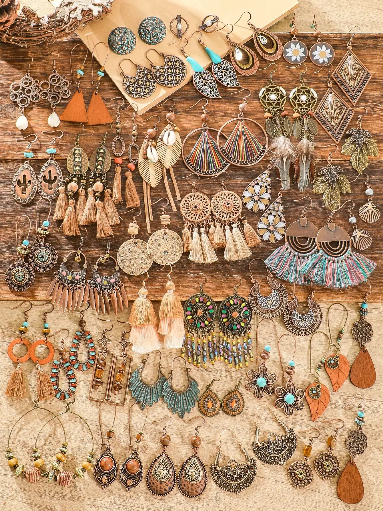 

Boho Geometric Tassel Dangle Earrings Set - 7/11/15/21 Pairs Mixed Styles for Daily Party Wear