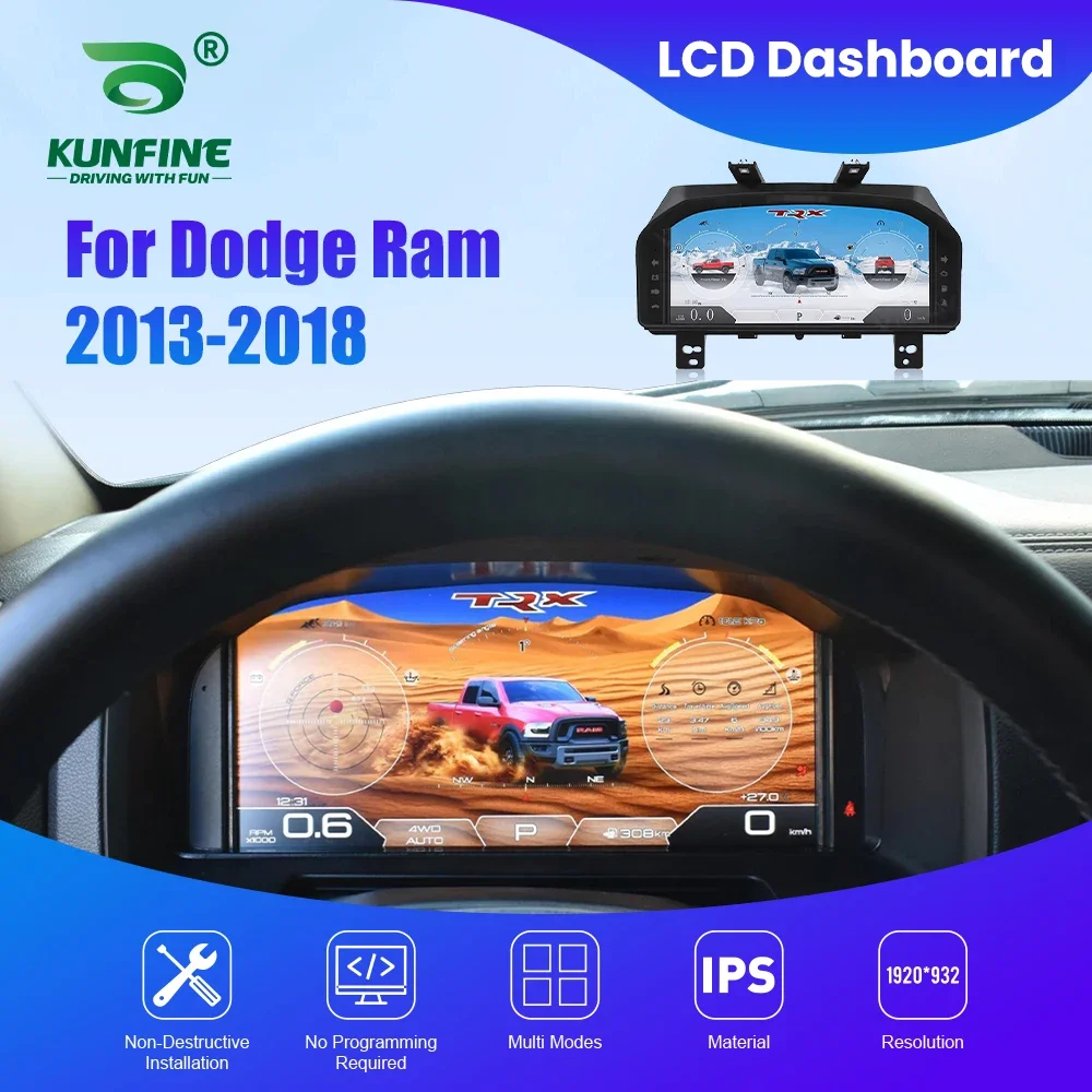 

Cluster Dashboard For Dodge Ram 1500 2500 3500 2013-2018 Speedometer Digital LCD Instrument Panel 13.1 Inch Latest Tachometer