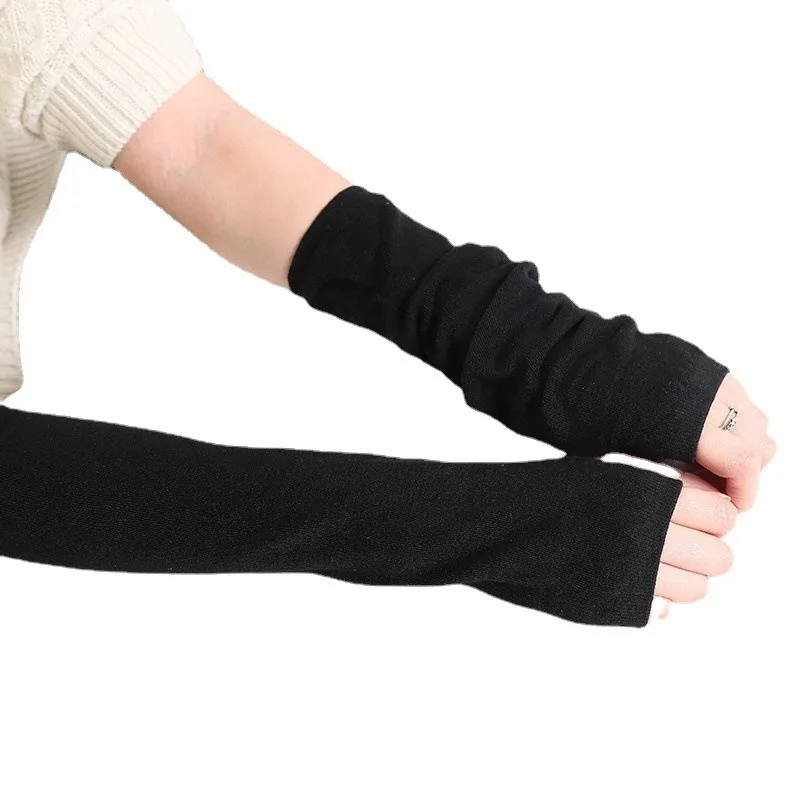 Fingerless Gloves Long Women Mitten Winter Arm Warmer Knitted Arm Sleeve Fashion Casual Soft Girls Clothes Punk Gothic Gloves