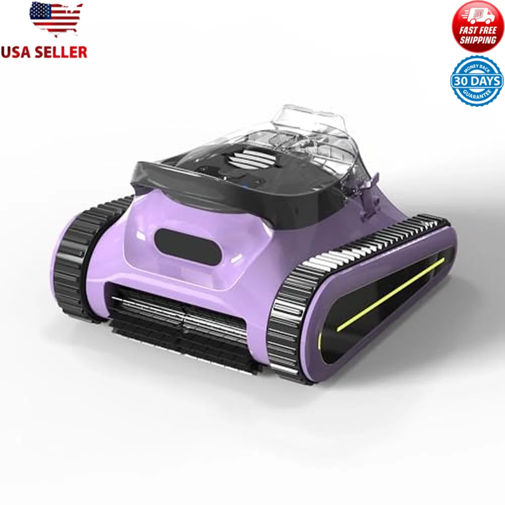 Cordless Robotic Pool Cleaner 2024 Motor Powerful Wall Climbing Debris Removal 2.5h Runtime Replaceable Battery Easy Filter