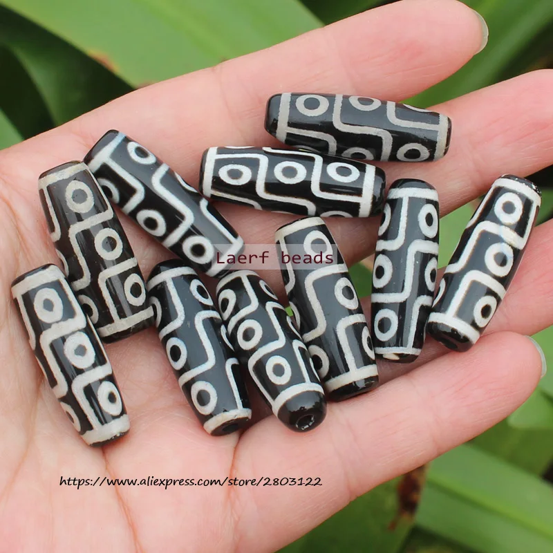 3pcs , Lengt 27-30mm,2-15eyes , 21eyes ,Tibet Dzi Agates Oval Beads , Large Variety of Patterns , Jewelry Making Beads