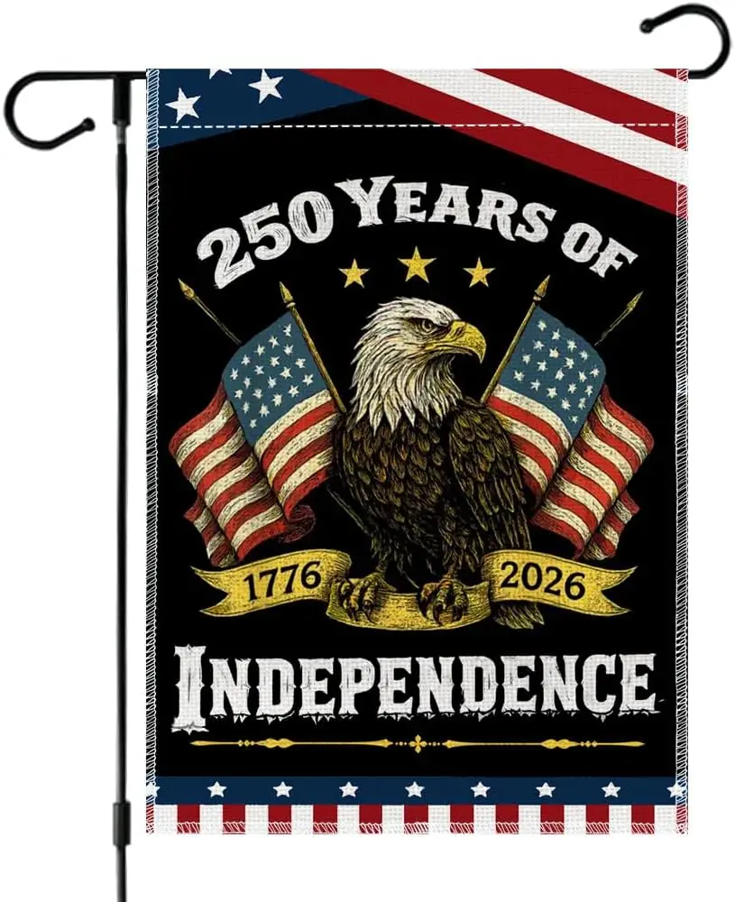 12 x 18 Inches 250th Anniversary USA Garden Flag for Yard Lawn Outdoor Decor, Retro Patriotic Eagle and American Flags Desig ZZM