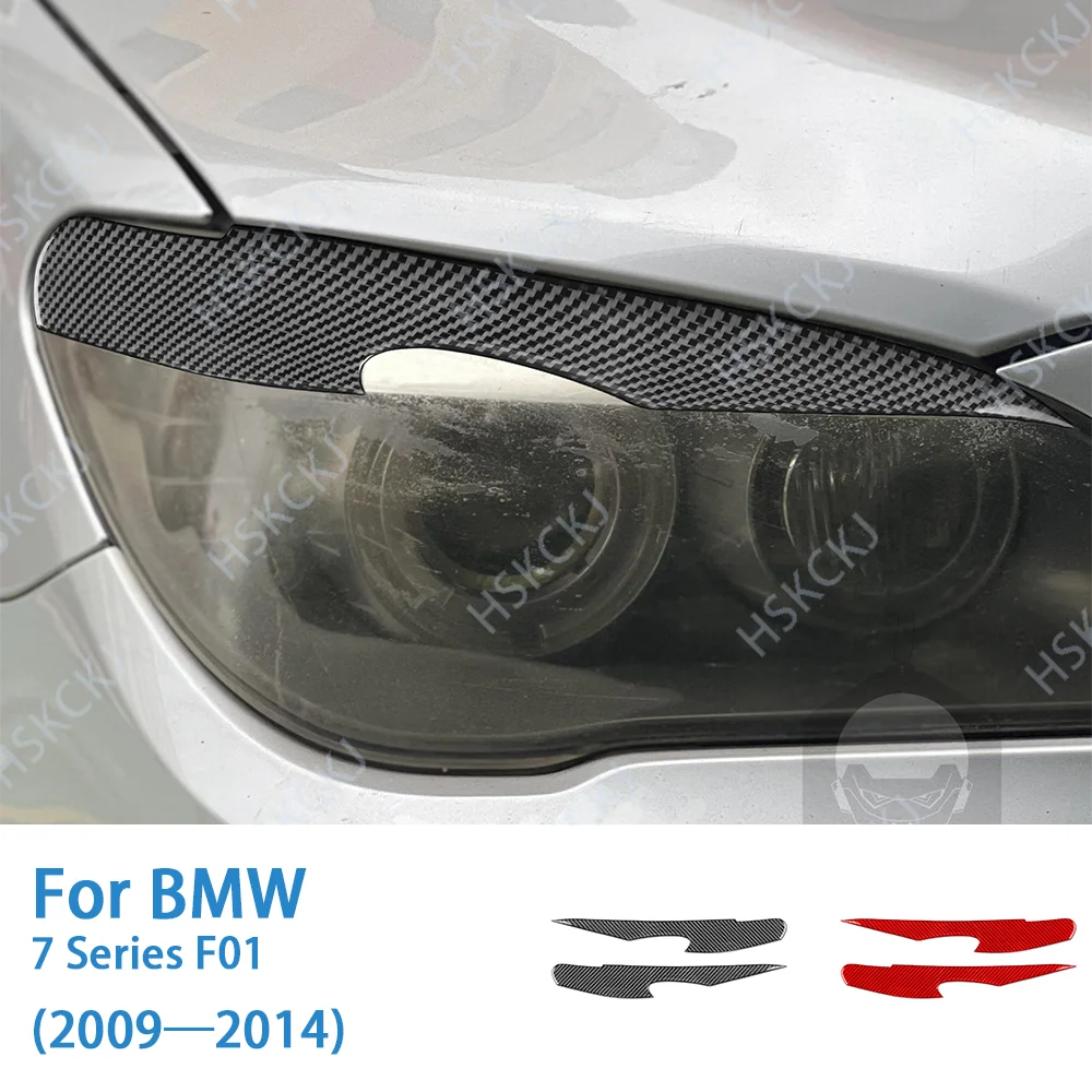 

Carbon Fiber Frontlamp Headlight Eyelid Eyebrow Panel Car Accessories Exterior Cover Trim Sticker For BMW 7 Series F01 2009—2014