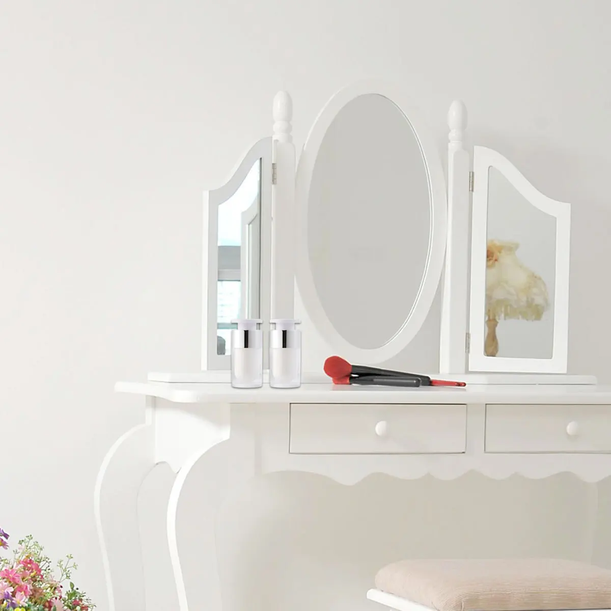 2 個の真空ボトル 15 ミリリットル アクリルプラスチック密封された旅行用容器 クリーム メイク落とし 香水 軽量