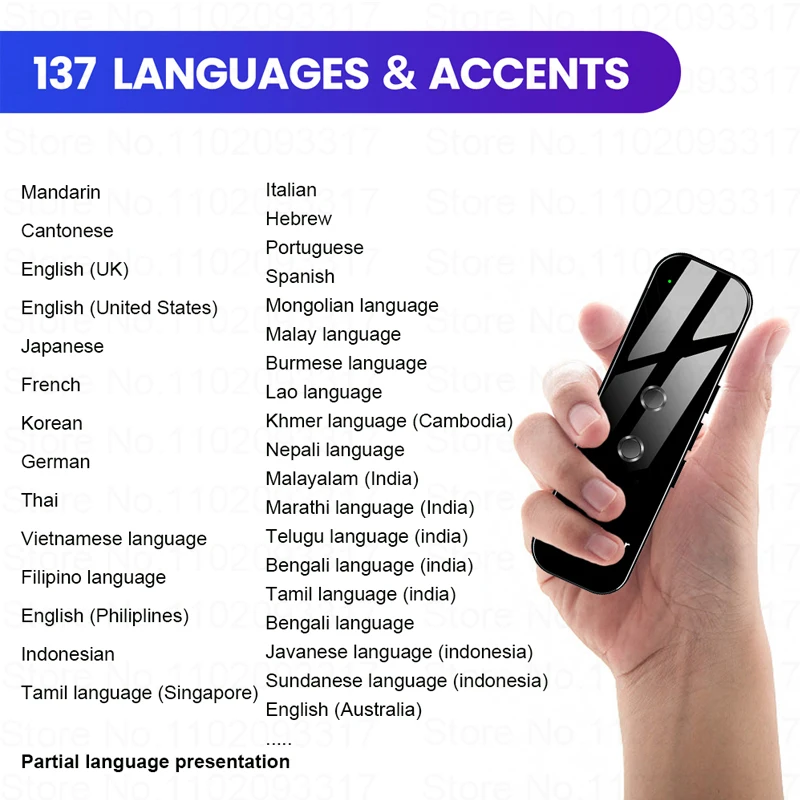 2024 Smart Instant Language Translation Machine Real time Portable Voice Translator Device  Artificial Intelligence Bluetooth G6