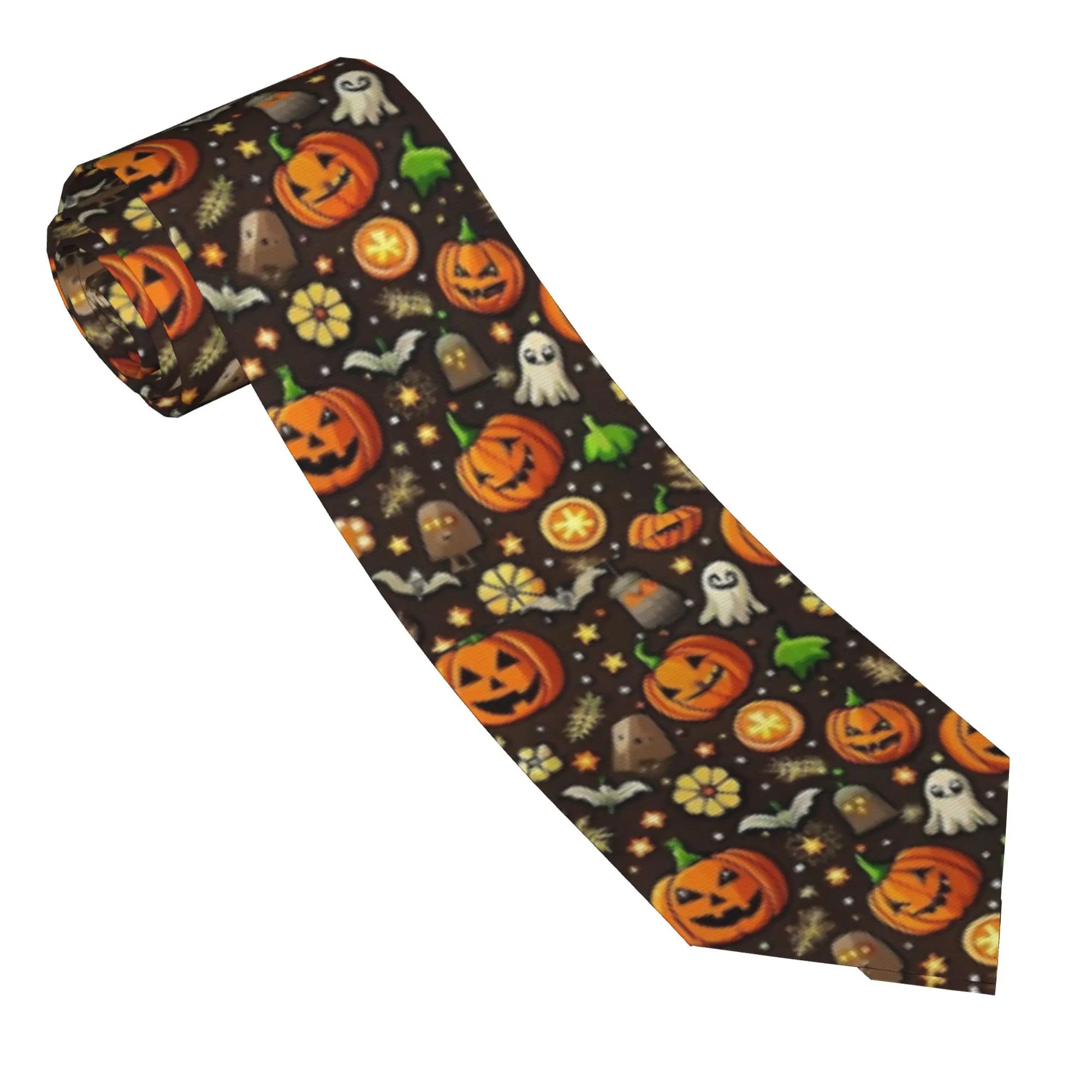 Halloween Neckties Men Women Polyester 8 cm Ghosts And Pumpkins Neck Ties for Men Casual Wide Accessories Gravatas Wedding Party