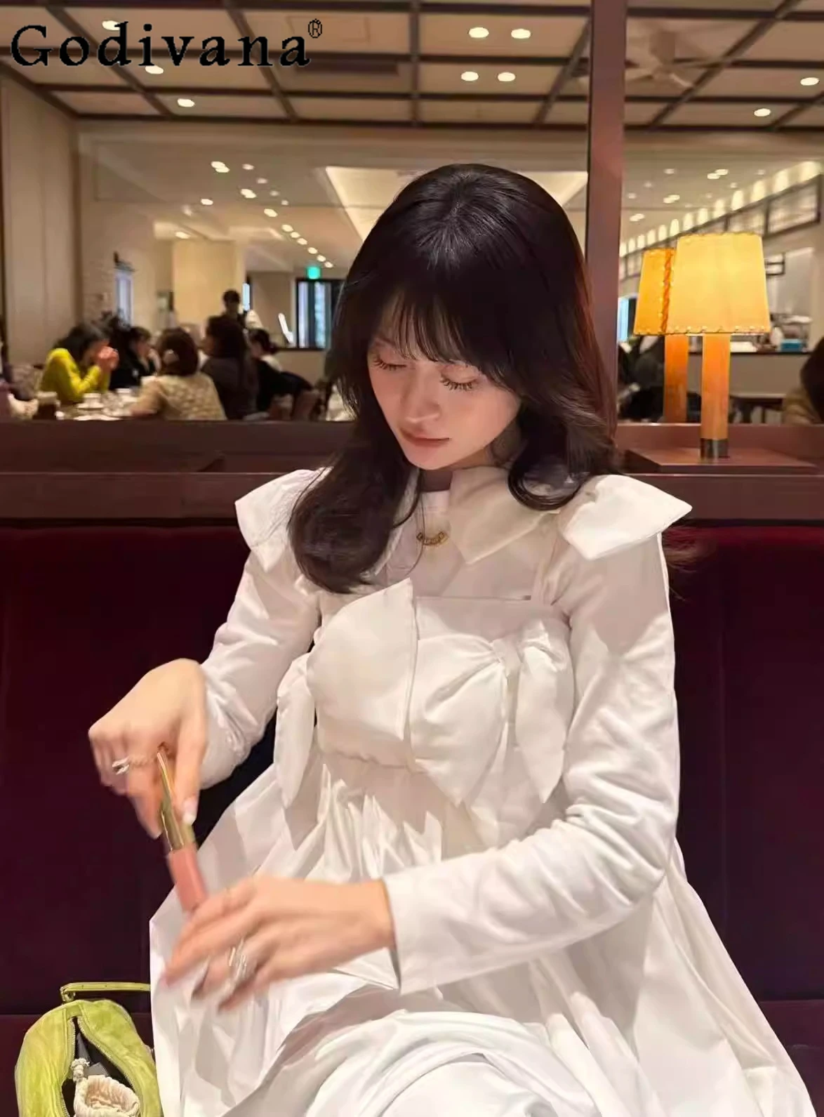 

Japanese Sweet Woman's Dress Spring and Summer New Dresses Lady High Waist Slim 3D Bow Fashion Casual Sleeveless Long Dress