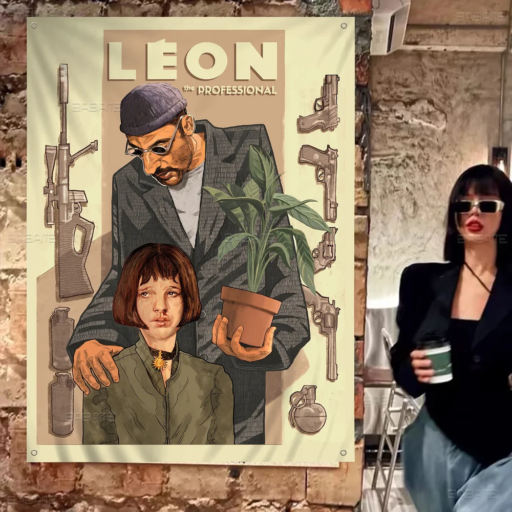 Classic Movie TV Leon Banner Art Printing Japanese Wall Flag Anime Wall Hanging Home Decor