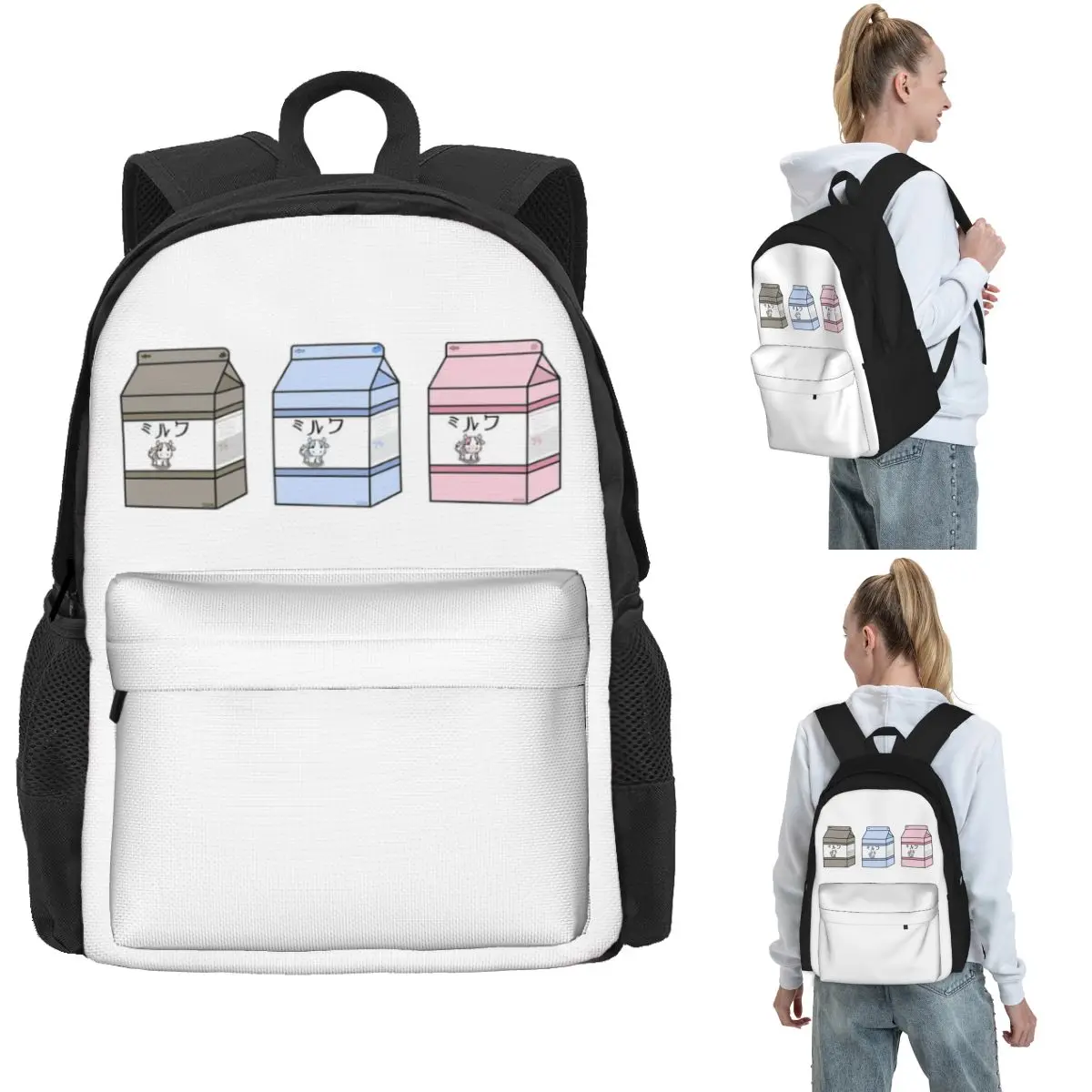 

Milk Cartons Backpack Hot Sale Daypack Large Capacity Kids BookBag School Bag Shoulder Bags for Men Women