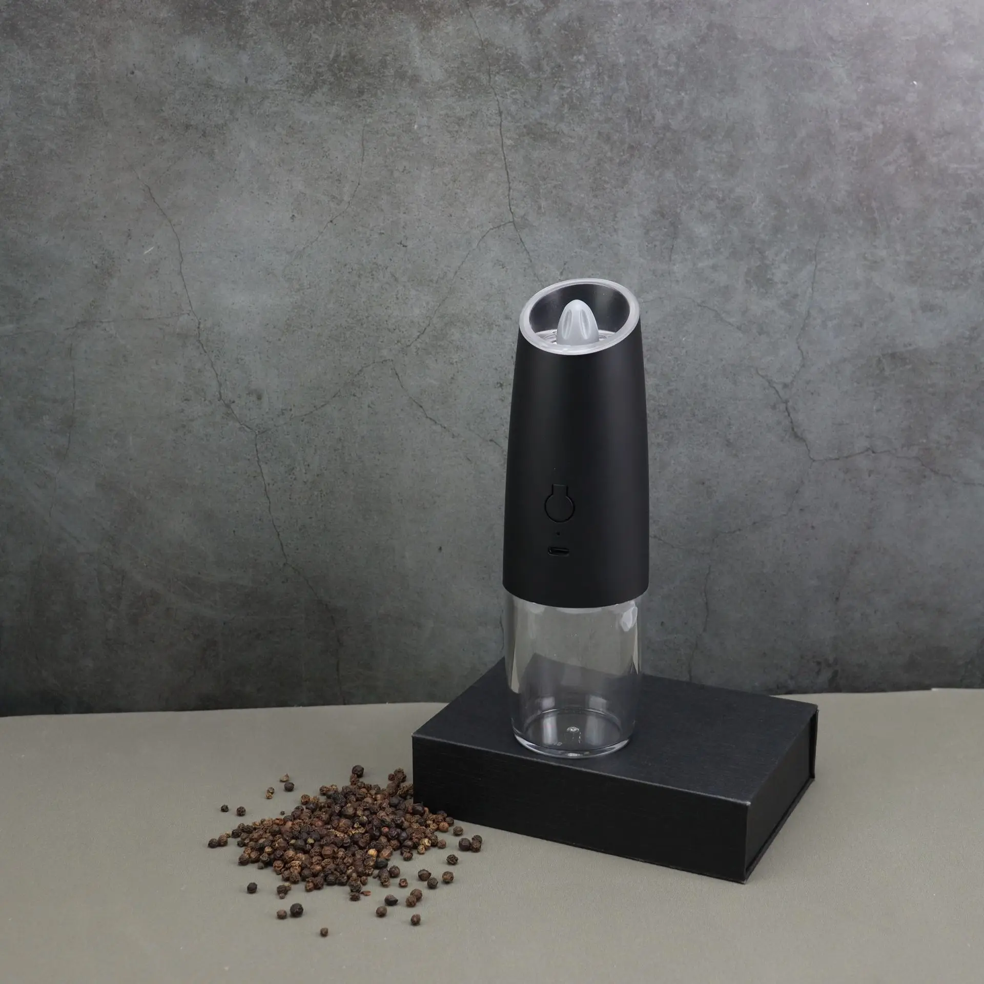 2PCElectric Pepper Grinder Salt And Pepper Grinder USB Rechargeable Adjustable Coarseness Spice Mill With LED Light Kitchen Tool