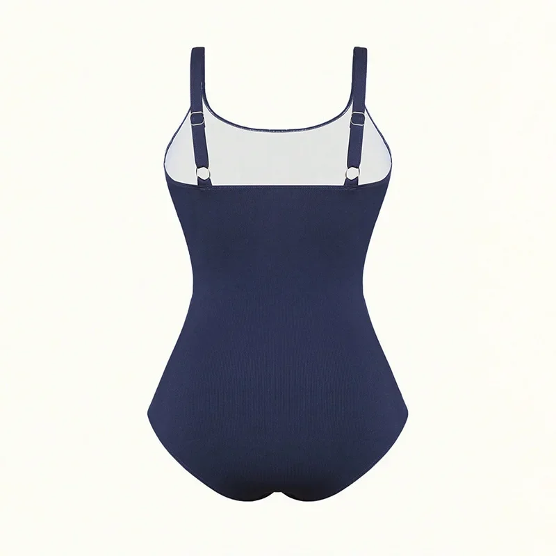 Elegant One Piece Swimsuit Women Adjustable Suspender Pleated Slim Bathing Suit 2025 New Casual Beachwear Lady Bodysuits Bikinis