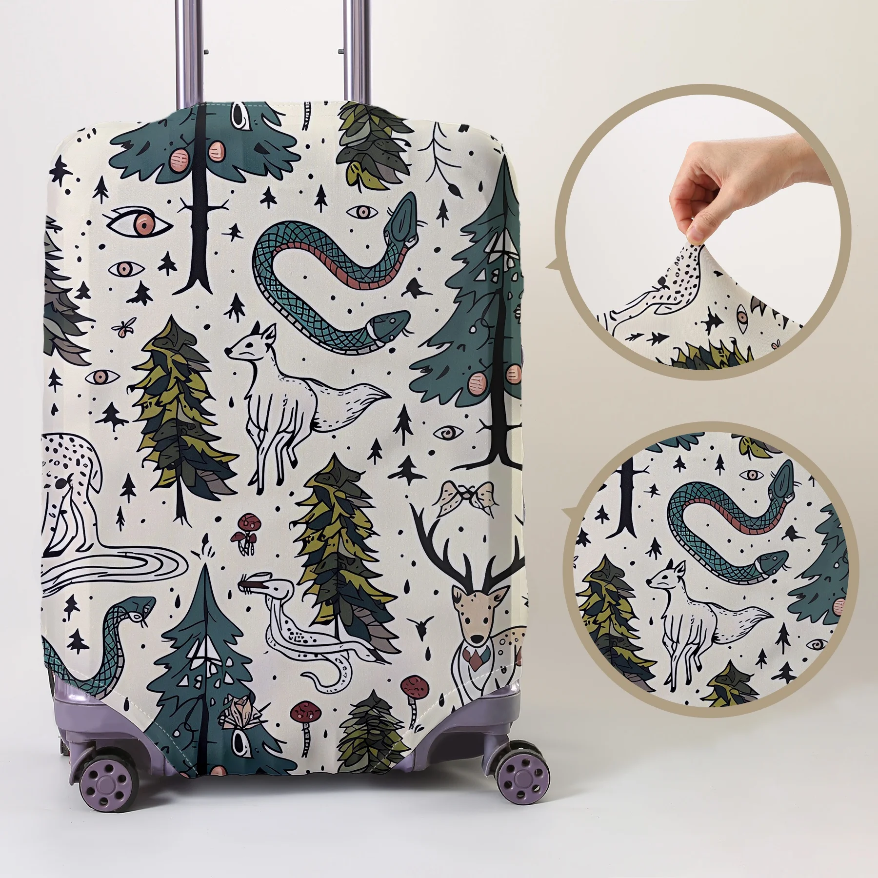 

Защитный чехол для багажа с биологическим узором Fantasy Forest, подходит для чехлов для багажа размером 18-32 дюйма, чехлов для ручек багажа, дорожных сумок.