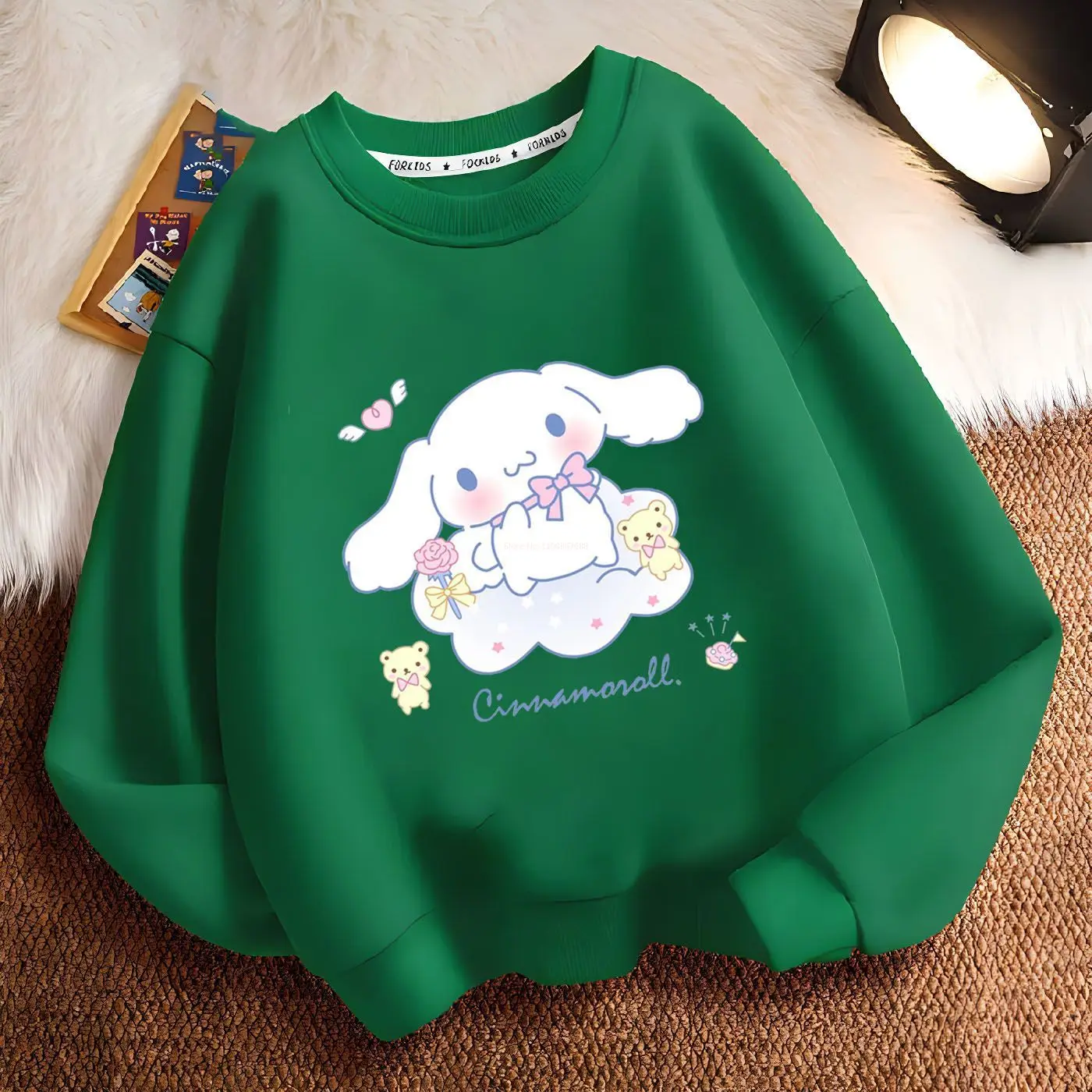 new Cartoon Sanrio Cinnamoroll Pattern Girls\' Sweatshirt Autumn And Winter Thickening Section Sweatshirt Girls\' Trendy Clothes